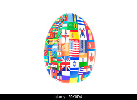 Osterei mit Flaggen aller Länder der Welt Stockfoto