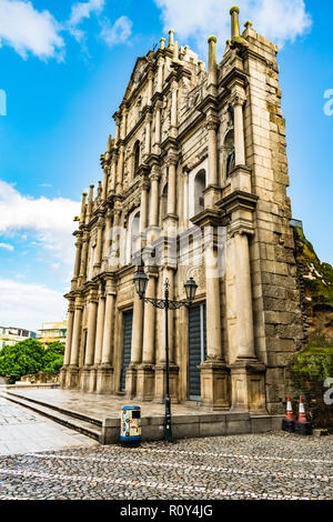 Macau Kathedrale Mauerreste, die Ruinen von St. Paul, in Macau, China Stockfoto