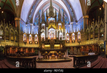 Innenraum der Basilika Notre Dame, Montreal, Quebec, Kanada Stockfoto