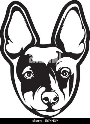 Ratte Terrier Stammbaum Rasse Kopf isoliert Pet Portrait Lächeln glücklich Welpen Gesicht Animal Cartoon Illustration Portrait Kunst Kunstwerk niedliche Design Stock Vektor