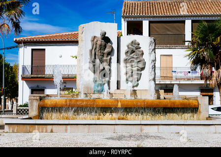 Denkmal von Federico Garcia Lorca. Fuente Vaqueros, Granada, Andalusien, Spanien, Europa Stockfoto