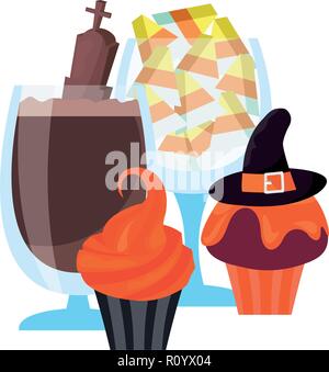 Halloween Cupcake jelly Schokolade süß Vector Illustration Stock Vektor