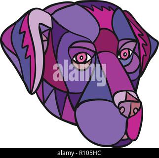 Mosaik low polygon Stil Abbildung: Leiter der schwarze Labrador, Labrador Retriever, Retriever-Gun Dog auf isolierten weißen Hintergrund in der Farbe. Stock Vektor