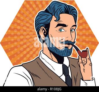 Pop Art Mann Gesicht Stock Vektor