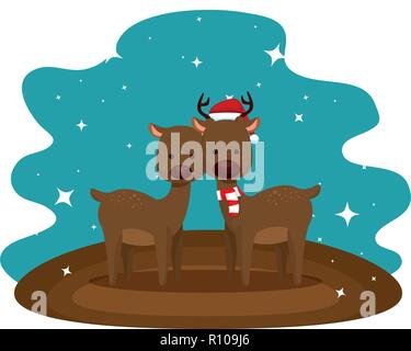 Nettes paar Rentier Weihnachten zeichen Vector Illustration Design Stock Vektor