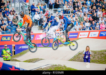 Elite Männer. Glasgow 2018 Europameisterschaften - BMX-Rennsport Stockfoto