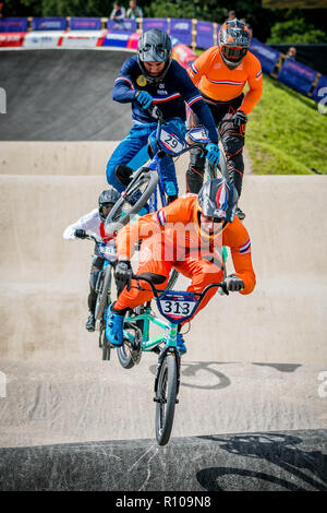 Elite Männer. Glasgow 2018 Europameisterschaften - BMX-Rennsport Stockfoto