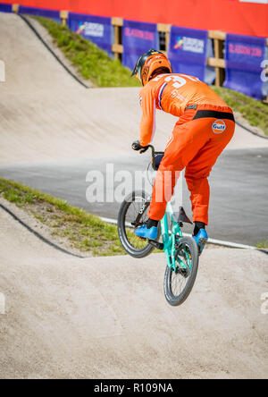 Niek Kimmann (Niederlande). Glasgow 2018 Europameisterschaften - BMX-Rennsport Stockfoto