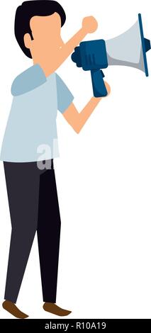 Elegante Geschäftsmann mit Megafon Vector Illustration Design Stock Vektor