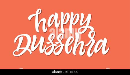 Happy Dussehra-vector Hand gezeichnet Brush Stift Schriftzug Stock Vektor