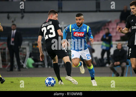 Napoli, Kampanien, Italien, 2018-11-06, UEFA Champions League SSC Neapel - Paris Saint Germain in Bildern Lorenzo Insigne in Aktion Stockfoto