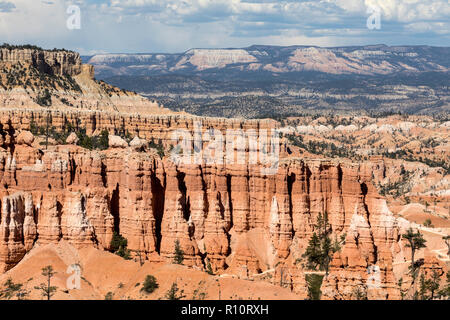 Anzeigen von hoodoo Formationen von den Navajo Loop Trail im Bryce Canyon National Park, Utah, USA. Stockfoto