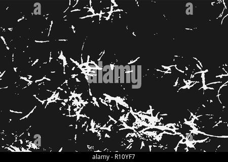 Weiße Kratzer auf schwarzen Hintergrund isoliert. Partikel overlay Textur. Grunge Design Elemente. Vector Illustration, eps 10. Stock Vektor