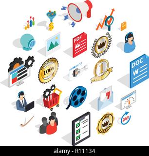 Exzellenz Symbole gesetzt, isometrische Stil Stock Vektor