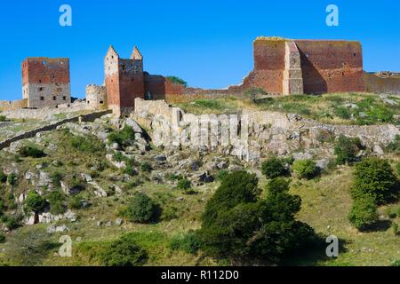 Schloss Hammershus, die größte Burgruine Nordeuropas an steilen Granit Felsen an der Ostsee gelegen, Bornholm, Dänemark Stockfoto