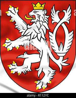 3D-Böhmen Wappen kleines Wappen der Tschechischen Republik. 3D-Darstellung. Stockfoto