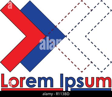 Symbol - Rote und blaue Pfeile Lorem Ipsum Zeichen Stock Vektor