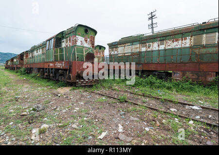 Ehemaliger Bahnhof, Prrenjas, Albanien Stockfoto