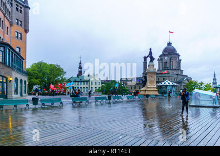 Quebec City, Kanada - 26. September 2018: die Szene der Dufferin Terrace bei Einheimischen und Besuchern, in Quebec City, Quebec, Kanada Stockfoto