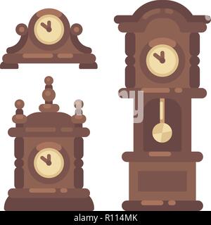 Der alte vintage Uhr flachbild Abbildung Stock Vektor