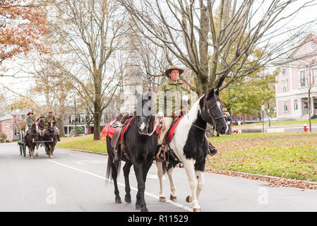 Eine riderless horse-led Im Militär zu sein trauerzug Für die Ehrenmedaille Empfänger Kapitän Thomas J. Hudner. Stockfoto