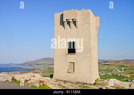 Irland, County Donegal, Halbinsel Inishowen, Malin Head, Napoleonischen Wachturm auf dem Gebiet der Krone, die banba ist der nördlichste Punkt in Irland entfernt. Stockfoto