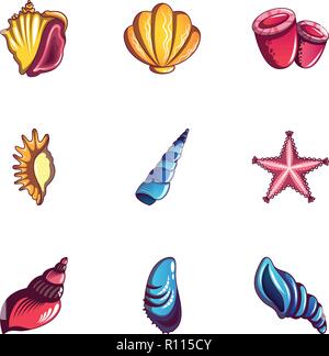 Cockleshell Symbole, Cartoon Stil Stock Vektor