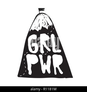 GRL PWR kurz zitieren. Girl Power niedliche hand Zeichnung Abbildung Stock Vektor