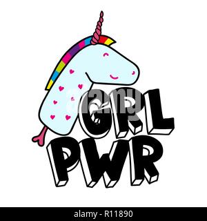 GRL PWR kurz zitieren. Girl Power niedliche hand Zeichnung Abbildung Stock Vektor