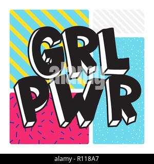 GRL PWR kurz zitieren. Girl Power niedliche hand Zeichnung Abbildung Stock Vektor