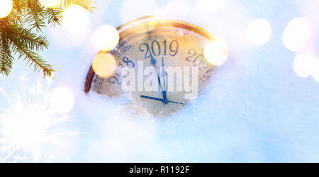 2019 Weihnachten und Neujahr Einladung banner Hintergrund Stockfoto