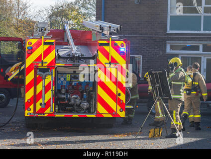 Ein Fire & Rescue Übung an einem öffentlichen Tag der offenen Demonstration Ihrer Fähigkeiten Stockfoto