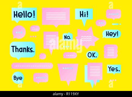 Vektor bunte Einfache flache Sprechblasen Formen gesetzt Stock Vektor