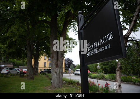 Die Beschilderung für das craigellachie Hotel in speyside, Schottland Stockfoto