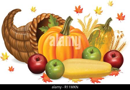 Kürbisse und Äpfel Herbst Ernte 3d detaillierte Symbole Abbildung Stock Vektor