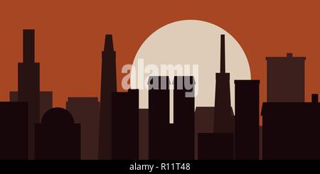 Die moderne Skyline der Stadt Sunrise Vector Illustration Stock Vektor