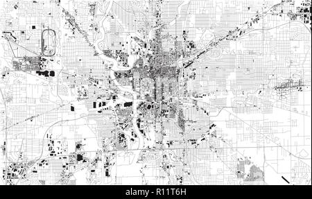 Satelliten Karte von Indianapolis, Indiana, USA, in den Straßen der Stadt. Stadtplan und Karte der Stadt Stock Vektor