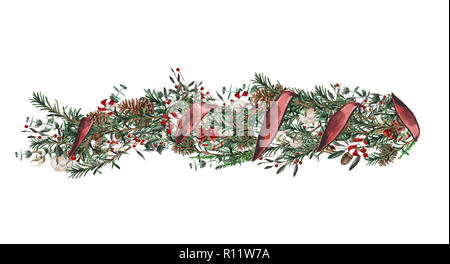 Weihnachten Grenze design elemente, Blumen Girlande Stockfoto