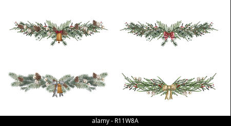 Weihnachten Grenze design elemente, Blumen Girlande Stockfoto