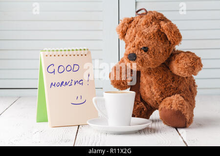Guten Morgen mit Teddybär Stockfoto