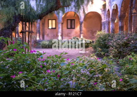 Die herrliche open air Kloster neben der Kirche von San Francesco/Chiostro di San Francesco im Stadtzentrum von Sorrent auf die Amalfi Küste. Stockfoto