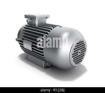 Elektromotor Generator 3d-Abbildung auf weißem Hintergrund Stockfoto