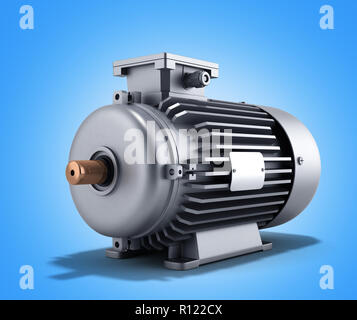 Elektromotor Generator 3d-Abbildung auf einer Steigung Hintergrund Stockfoto
