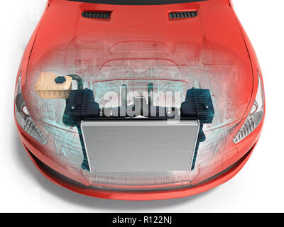 Auto kühler im Auto 3D-Render auf Weiß Stockfoto