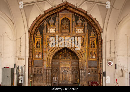 Zentrale Mihrab der Jama Masjid, Freitag Moschee, Vijayapura, Karnataka, Indien Stockfoto