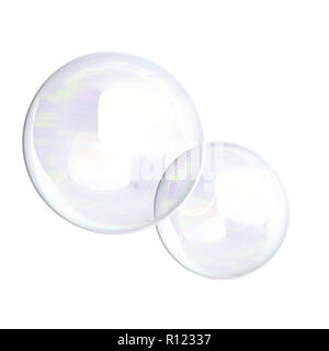 Seifenblasen Gebläse 3D-Render auf weißem Hintergrund Stockfoto