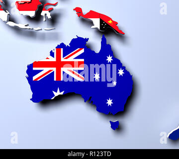 3D-Flagge Karte von Australien machen Stockfoto