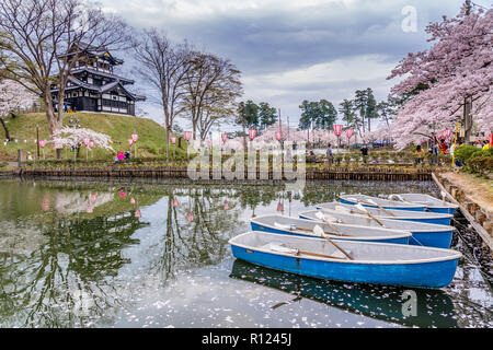 Kirschblüten im takada-jo in Joestu. Niigata Präfektur Stockfoto