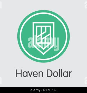 Haven Dollar Crypto Währung - Vektor Münze Symbol. Stock Vektor