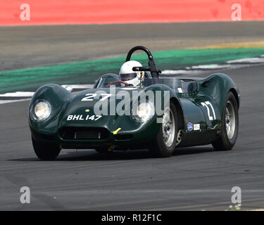 Martin Stretton, Stefan Ziegler, Lister Jaguar Knubbeligen, Stirling Moss Trophäe, Pre-61 Sportwagen, Silverstone Classic, Juli 2018, Silverstone, Northam Stockfoto